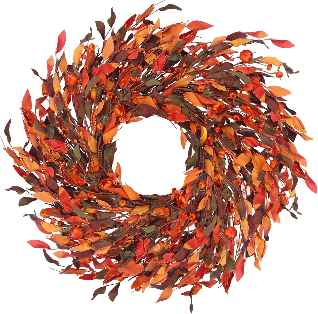 Fall Wreaths for Front Door with Pumpkin and Fall Leaves - 25" Thanksgiving Harvest Front Door Wreath Decor, Farmhouse Outdoor Fall Wreath, Large Autumn Wreaths for Outdoor/Indoor